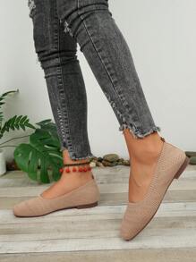 Mocasines clásicos de dedo cuadrado dorado, tejidos, transpirables y cómodos, casuales, para deportes al aire libre, primavera/verano