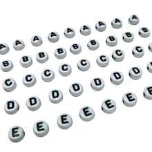 100 Letter Beads Separated A To Z Alphabet Vowel Consonant Bead Jewelry Crafts - 黑白 - 查看 1