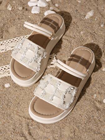 厚底女式凉鞋，2025新款软底仙女款平底凉鞋，百搭舒适轻便白色女士拖鞋