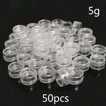 50 件什锦化妆品罐、面霜罐、水钻罐、粉饼罐、眼霜罐、密封圆形塑料盒、美甲储物容器
