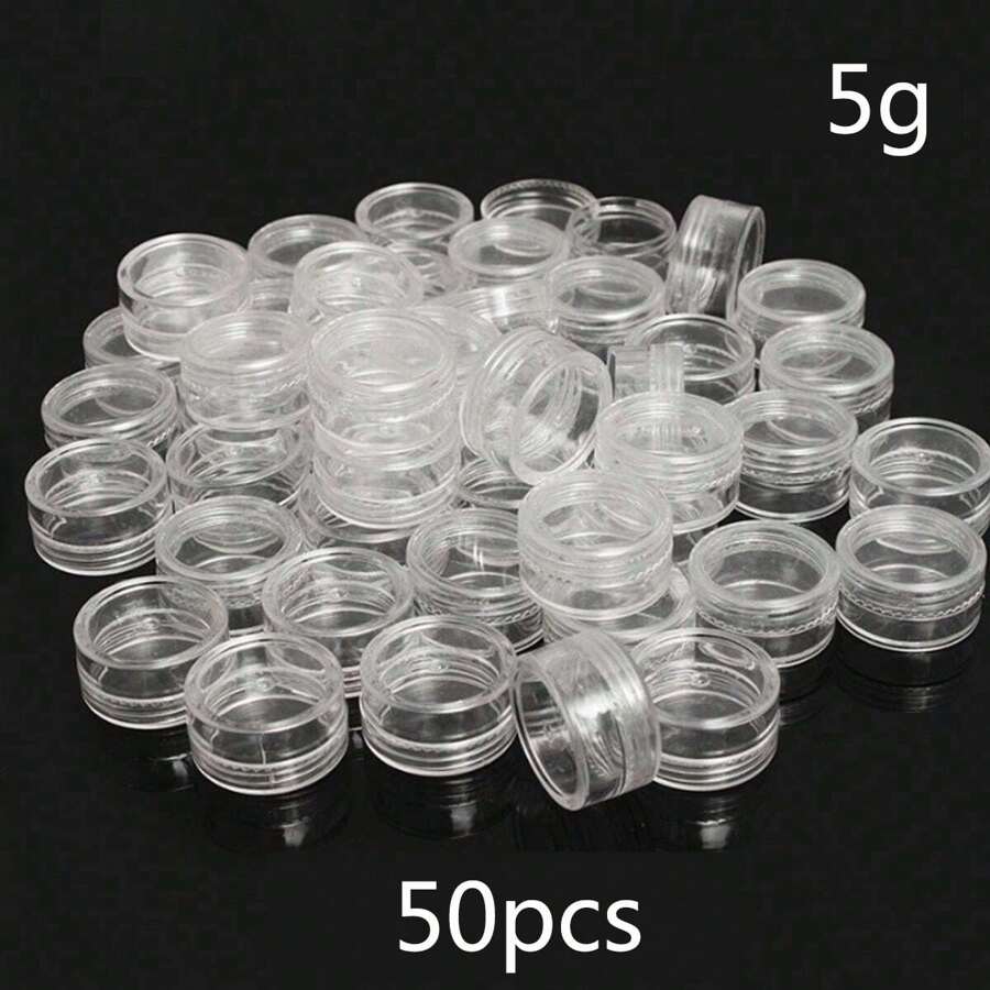 50 件什锦化妆品罐、面霜罐、水钻罐、粉饼罐、眼霜罐、密封圆形塑料盒、美甲储物容器