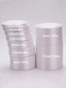 22Meters 6mm 1cm 1.5cm 2cm 2.5cm 4cm White Solid Satin Ribbon, 25 Yards Craft Fabric Ribbon For Gift Wrapping Floral Bouquets Wedding Party Decoration - Multicolor - View 5