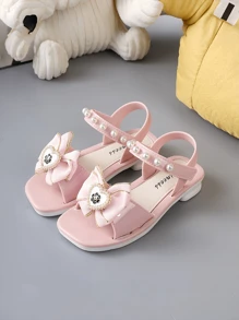 女童凉鞋夏季新款公主凉鞋1-2-6岁儿童软底防滑小女孩蝴蝶结沙滩鞋 - 粉色 - 查看 2