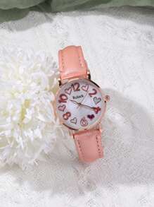 3 Fashionable And Exquisite Gifts, Gift Set, Casual Round Simple Love Digital Scale Women's Quartz Watch, Casual PU Belt, Multi-Functional Sisters Lovers Watch, Suitable For Gift Giving, Sisters Gift Set