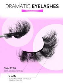 8 Pairs False Eyelashes 3D Fluffy Dramatic Eyelashes Fluffy Thick Lashes Volume Natural Look Fake Lashes Soft Fluffy Makeup Tools - Black - View 4