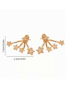 1 Pair Of Exquisite Niche Retro Sparkle Star Stud Earrings Simple Zirconia A Pair Of Two-Wear Design Earrings For Men And Women - Multicolor - View 8