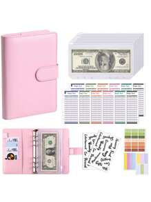 A6 Marble (Case) + 8*Zipper Pockets + 12*Cash Budget Card + English Stickers 2 Pieces + Label Stickers A6 Loose-Leaf Money Organizer For Cash Money Envelopes For Cash A6 Budget Binder