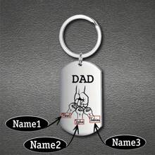 1pc Celebrate Father's Day Mother's Day With A Customized Stainless Steel Keychain (Title Can Be Changed) Engraved With Your Family's Name Or Any Text, Polished Military Pendant Key Necklace, Affordable Gift.