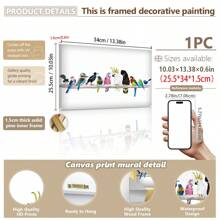 1 件，帆布挂画，带框装饰画，海报，墙壁艺术，迷人鸟类帆布艺术印刷品 - 笑翠鸟、鹦鹉和喜鹊，适用于家庭和办公室装饰 | 非常适合卧室、客厅、咖啡厅和酒吧、春季家居装饰