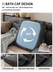1pc Plush Fabric Anti-Slip Sofa Cushion Cover, Versatile For All Seasons, Soft & Skin-Friendly, Pet Resistant, Elastic Fit For L-Shape Combo Sofa And 1/2/3/4 Seater Sofa (Sold Individually), Modern & Simple Design - Dark Grey - View 9