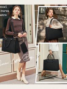 NEWHEY Laptop Bag For Women 15.6 Inch Laptop Tote Bag Waterproof Leather Work Bag Lightweight Laptop Briefcase Professional Women Business Office Bag Travel Handbag Shoulder Bag - Multicolor - View 6