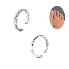 Toe Rings For Women Adjustable Open Toe Rings With Anklet Set CZ Flower Toes Ring For Summer Beach Foot Jewelry 2pcs - Silvery - View 5