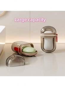 1 件便携式密封肥皂盒，带排水设计，采用 PET 材料制成，适合旅行和户外休闲 - 迷你储物肥皂盒，适用于露营、徒步旅行、户外个人护理 - 灰色 - 查看 7