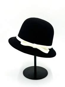 1pc Women Solid Color Hat, New Fashion Vintage British Elegant French Bow Decor Short Brim Small Hat, Casual Versatile Celebrity Bucket Hat Suitable For Party, Gathering, Daily Use, Spring/Summer - View 2