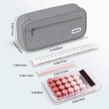 WEMATE 大号铅笔袋，大容量铅笔袋文具笔袋，大容量收纳袋，收纳盒，记号笔盒，男女通用，返校，学校用品 - 淺灰色 - 查看 5