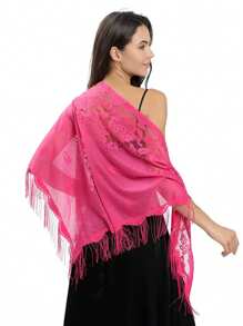 1pc Women Solid Color Crochet Lace Flower Triangular Scarf, Fashion Versatile Shawl, Breathable Sunscreen Headwrap For Dress - Flower Triangle Scarf - View 13