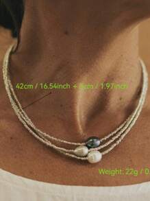 Fashion Retro Natural Freshwater Pearl Necklace Three-Piece Set For Women's Daily Wear - 三件套裝 - 查看 2
