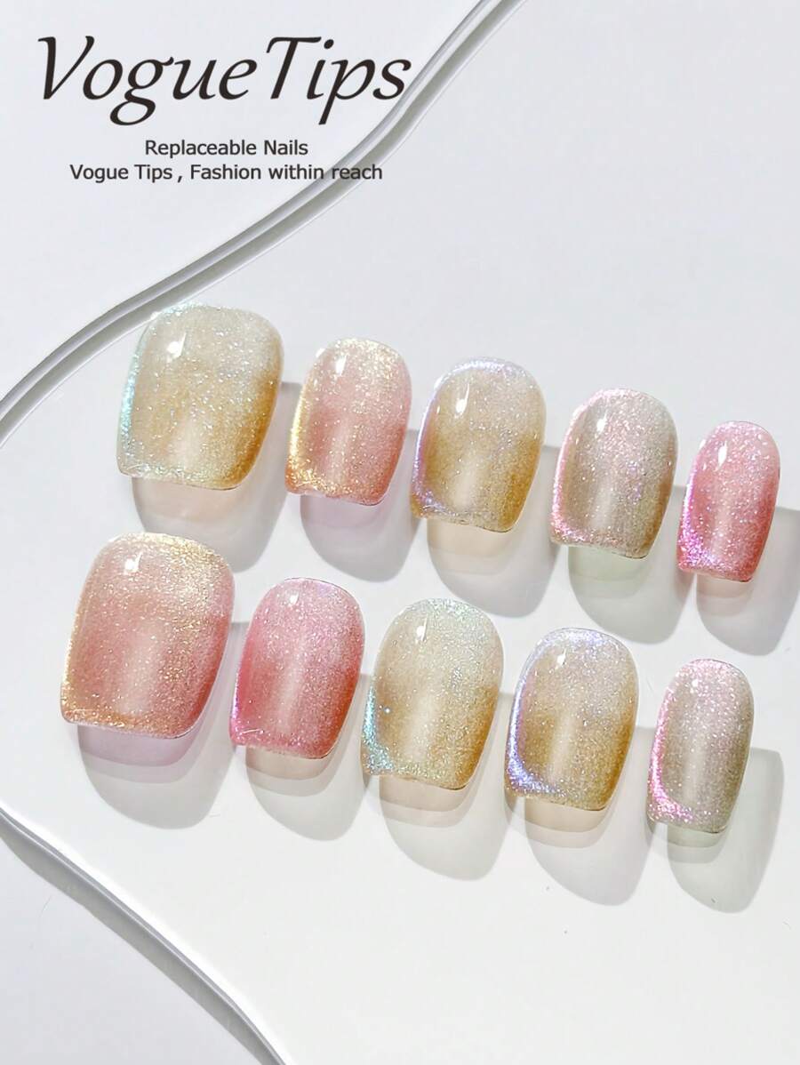 10 Pcs Candy Fairy Short Press-On Nails In Elegant Purple Ombre, Handpainted Butterflies & Glitter Diamonds, Flattering XS/S/M/L, Premium Handmade Quality