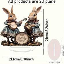 Happy Easter Colorful Rabbit 2D Acrylic Desktop Decor, Waterproof & Wear-Resistant
