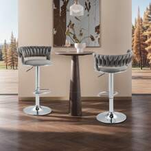 COOLMORE Ensemble de 2 tabourets de bar pivotants à 360 degrés, chaises réglables en hauteur avec repose-pieds pour cuisine, salle à manger, îlot, bar, cave à vin, bureau, salon, argent, style moderne, style haut de gamme