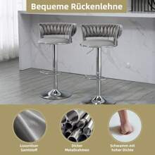 COOLMORE Ensemble de 2 tabourets de bar pivotants à 360 degrés, chaises réglables en hauteur avec repose-pieds pour cuisine, salle à manger, îlot, bar, cave à vin, bureau, salon, argent, style moderne, style haut de gamme