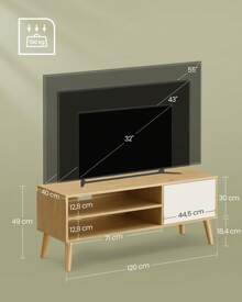 VASAGLE Television Stands & Entertainment Centers - 淺咖色+奶白色 - 查看 5