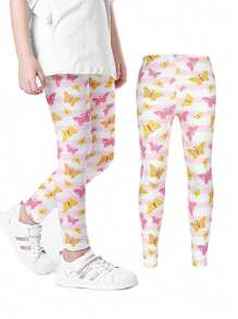 随机12件女童高腰套装超柔超弹春夏印花纯色拼色紧身裤瑜伽裤 - 彩色 - 查看 3