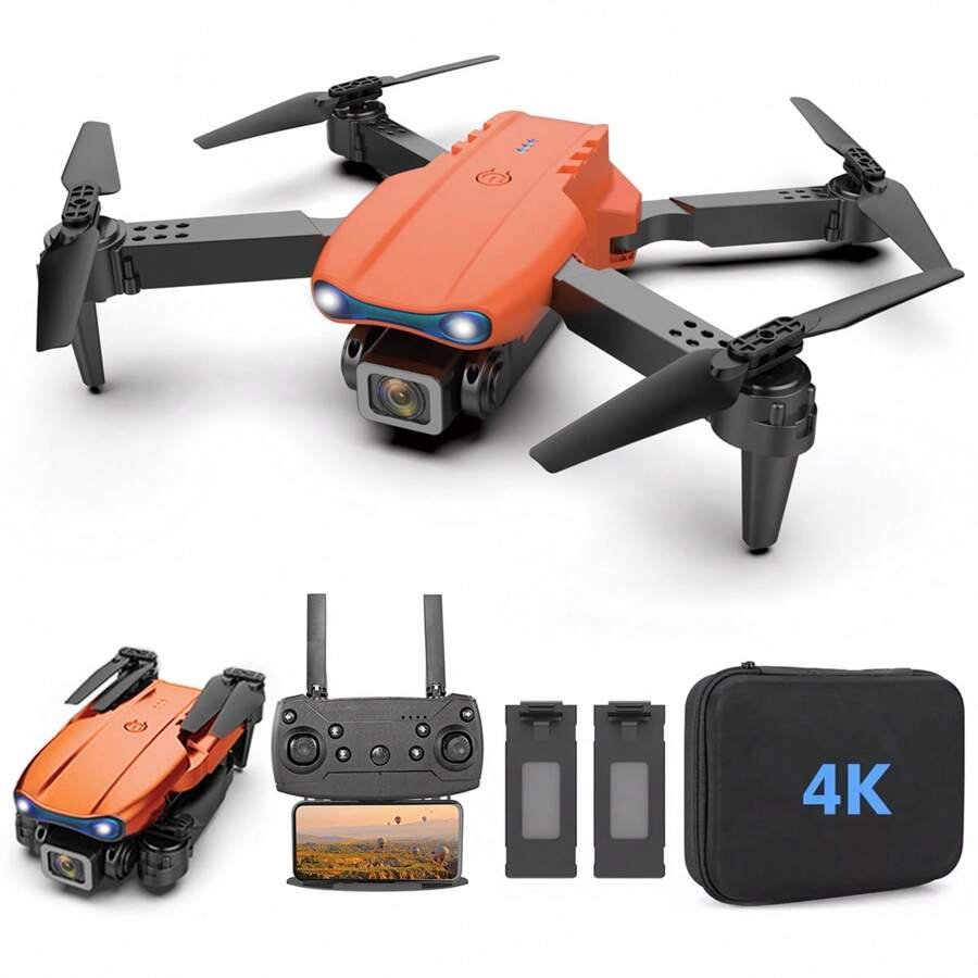 Drones Con Camara 4k Con Doble Hdcam Motorizada Regulable - Naranja - Ver 1