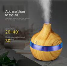 Humidificador con activación táctil USB, de madera blanca - Adecuado para habitaciones y oficinas, color madera, máquina de aromaterapia, humidificador de niebla fría, ultra silencioso, 7 tipos de luces LED, humidificador anti sequedad para el hogar y dormitorio, regalo que añade confort y moda a tu hogar