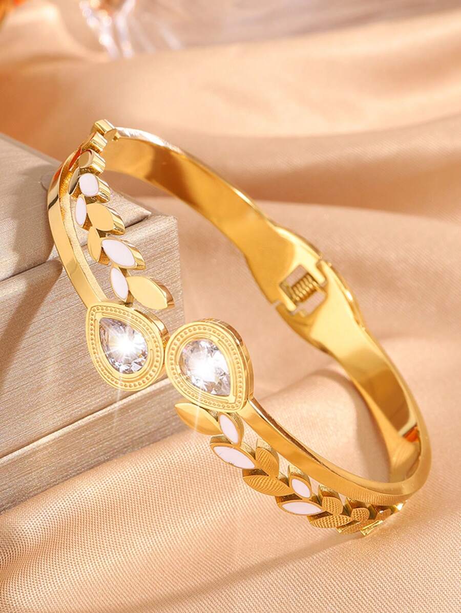 1 Chiếc Vòng Tay Lá Hai Đầu Bằng Thép Không Gỉ Thời Trang Thanh Lịch Trang Sức Đại Diện Thích Hợp Cho Đeo Hàng Ngày Thích Hợp Cho Mọi Dịp - Nhiều màu - Xem 1