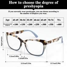 1 st. Elegante grote frame dames leesbril, premium luipaard gradiënt kleur, modieuze lentekleuren, hoogwaardig pc-frame met comfortabele elastische pootjes, een klassieke stijlvolle dames leesbril