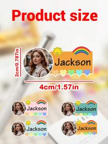 40-400 pièces Autocollants personnalisés avec photo/nom pour enfants, autocollants personnalisés avec motif arc-en-ciel, autocollants avec photo et nom personnalisés découpés, autocollants vinyle imperméables personnalisables, 4x2cm, autocollants pour vêtements, pour ordinateur portable, bouteille d'eau, étui de téléphone, marchandises, décoration