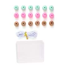 19pcs/Box 12mm Silicone Beads And Wooden Beads DIY Loose Bead Set With Elastic Cord, For Making Bracelet, Necklace, And Various Decorative Pendant - Multicolor - View 15