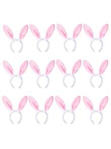 Set de 1/3/5 diademas suaves color rosa con orejas de conejo tipo pompón para mujeres para celebraciones de Pascua y eventos con temática, diademas de celebración, vinchas, aros para el cabello