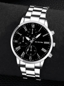 1 Reloj de acero de aleación para hombre de negocios, ideal para el Día del Padre, regalo - Plateado - Ver 1