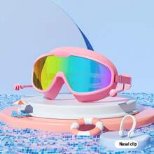 1pc Adult Multicolor Large Frame Swimming Goggles & Swim Cap Set, Extra Wide View Anti-Fog High Definition Swimming Goggles Suitable For Pool, Summer Swimming Goggles - Anti-Leakage, Suitable For Training And Playing, Comfortable Adjustable Strap, Beach Essentials, Beach Accessories, Pool Float - Multicolor - View 14