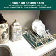 Small Dish Drying Rack, Compact Dish Rack Sink Drying Rack With Silicone Mat, Dish Drainer Dish Organizer,Dishes Holder Space Saving Slim Plate Rack For Kitchen Counter & Over Sink