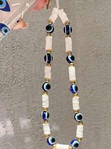 1 件珍珠串珠手机挂绳、串珠手机绳、陶瓷邪眼字母串珠手机带、手机壳配件、送给朋友的最佳礼物、送给母亲、家人、朋友、生日、节日的手机挂饰、手机链 - 彩色 - 查看 3