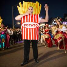 Adult Men French Fries Costume Cosplay Fun Food Potato Costumes - Multicolor - View 1