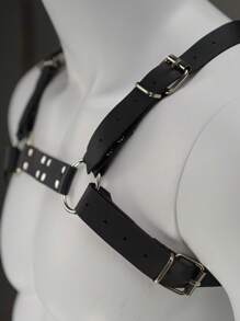 1 件可调节男士 PU 皮革胸带，铆钉装饰，哥特朋克风格身体配饰，适合节日或角色扮演