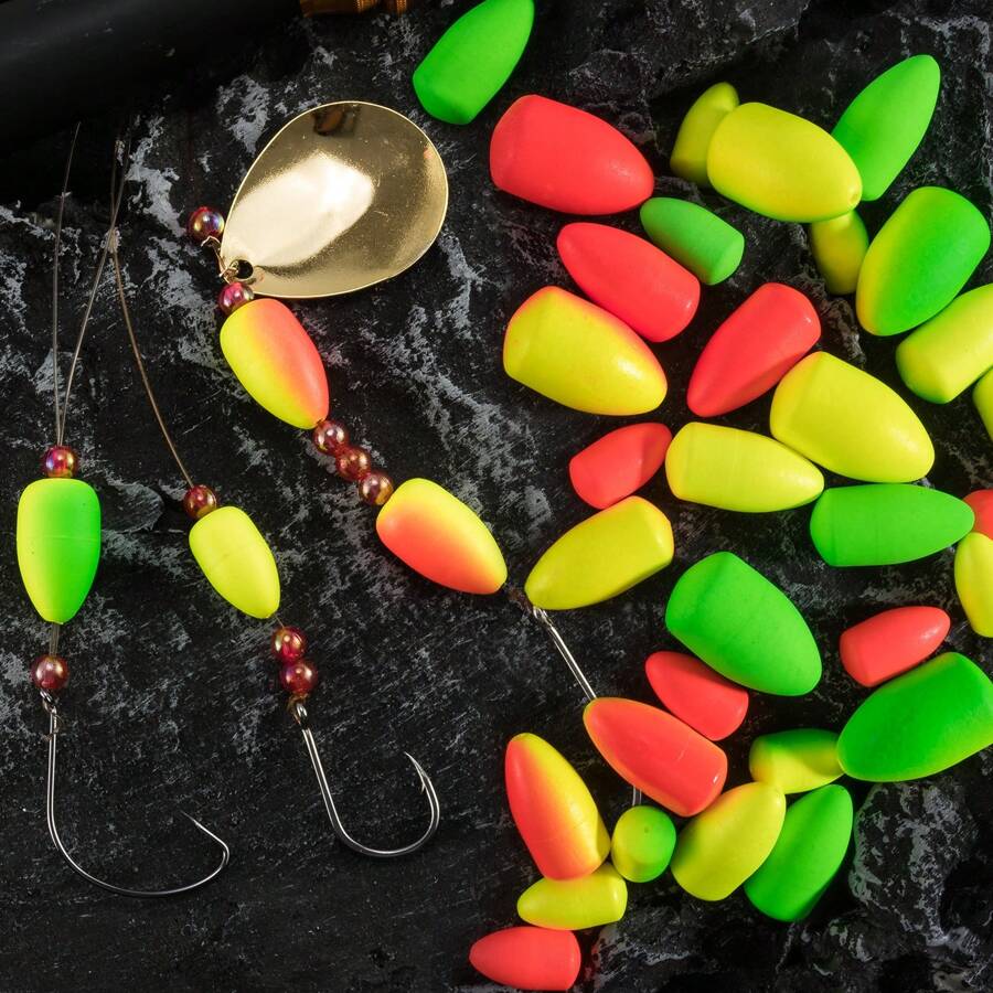 10pcs/25pcs EVA Bullet Shaped Sensitive Short Fishing Floats, Bright Bead Foam Fishing Bobbers, DIY Fishing Tackle, Fishing Gear, Fishing Accessories - Multicolor - View 1