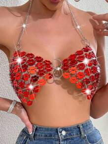 Women's Fashion Music Festival Summer Party Sexy Shiny Camisole