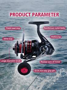 GOTURE 1pc Spinning Fishing Reel Light Weight High-Speed Gear Ratio Stainless BB And CNC Aluminum Spool For Freshwater And Saltwater Fishing - Black - View 5