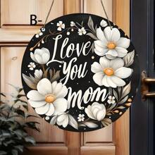 1 Señal de madera con diseño de corazón "Feliz Día de la Madre", patrón floral rojo, decoración rústica de pared para el hogar y el jardín, ideal para el Día de la Madre, cumpleaños y aniversarios, sin necesidad de electricidad
