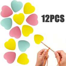 6-16pcs Silicone Heart-Shaped Knitting Needle Protectors, Knitting Accessories And Supplies For Beginners, DIY Crafts, Knitting And Crochet Tools, Needle Tip Covers In Lavender Purple, White, Grass Green, Cream, Rose Pink, Turquoise Blue - Multicolor - View 18