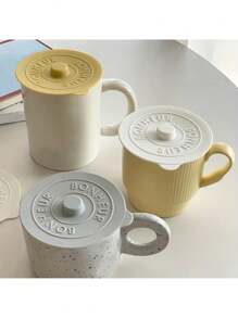 1 paquete de tapas de silicona para tazas - Tapas universales a prueba de polvo para tazas, tazas de té, vasos - Estilo nórdico gris, amarillo, negro, blanco y otros - Para uso en oficina y hogar - Regalo perfecto para familia, colegas, amigos - Ideal para Halloween, Navidad