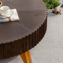 35.4" Round Retro Style Coffee Table - Ideal For Coffee Time, Home Decor & Living Room. Sturdy Construction, Rustic Brown Finish, Perfect For Adding A Touch Of Elegance To Any Indoor Space, Suitable For Relaxing Evenings And Entertaining Guests