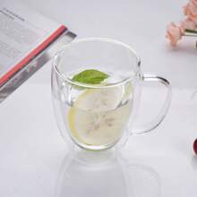 1 Cái Tên Tùy Chỉnh, Tùy Chỉnh Cá Nhân, Cốc Thủy Tinh Chịu Nhiệt Hai Lớp Chịu Nhiệt Có Nắp Quai Cầm, Cốc Nước Cách Nhiệt, Cốc, Cốc Nước Ép Sữa Cà Phê - trong suốt - Xem 5