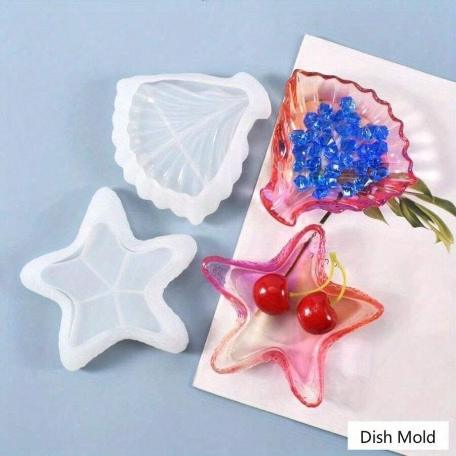 New Mirror Crystal Silicone Leaf Starfish Dish Mold Fruit Table Containing Box DIY Epoxy UV Resin Craft Art Mould - Random Color - View 1