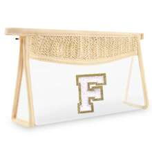 Túi đựng đồ trang điểm hình chữ cái đầu nhỏ Boho Straw Quà tặng cá nhân, Túi đựng đồ trang điểm bằng vải nhung trong suốt dễ thương có khóa kéo, Túi đựng đồ vệ sinh cá nhân du lịch được TSA chấp thuận, Quà tặng cho phụ nữ, bạn bè sinh nhật, chữ cái A~Z, Thích hợp cho phòng tắm nghỉ dưỡng công sở có chữ cái lông mềm mại - trắng - Xem 11